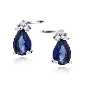 Cercei argint cu piatra albastra DiAmanti Z1908ER_BL-DIA (Argint 925‰ 1,5 g.)